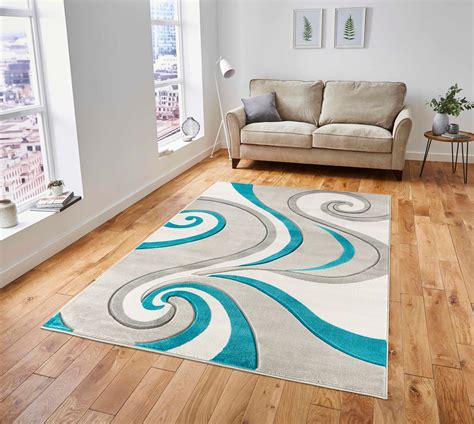 Modern Swirls Hand Carved Soft Living Room Area Rug