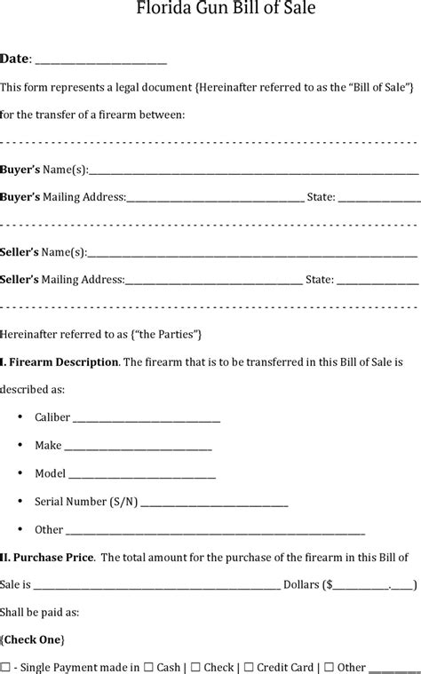 Free Florida Bill Of Sale Forms 3 Pdf Eforms Florida Generic Bill Of