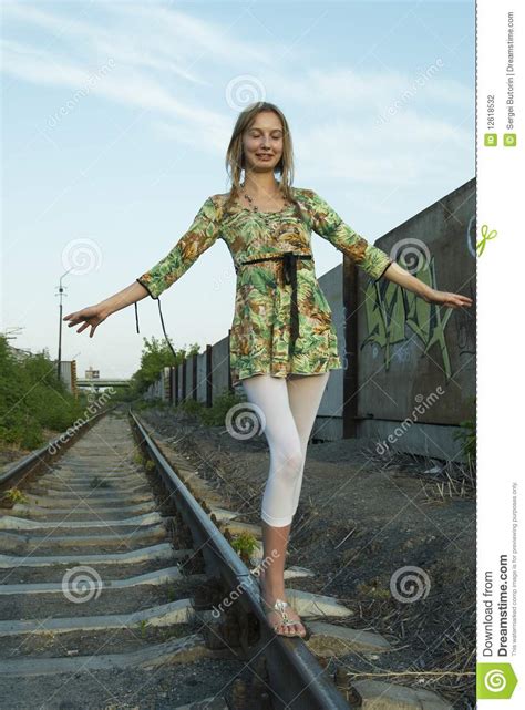 Young Woman On Railway Stock Photo Image Of Creativity 12618532