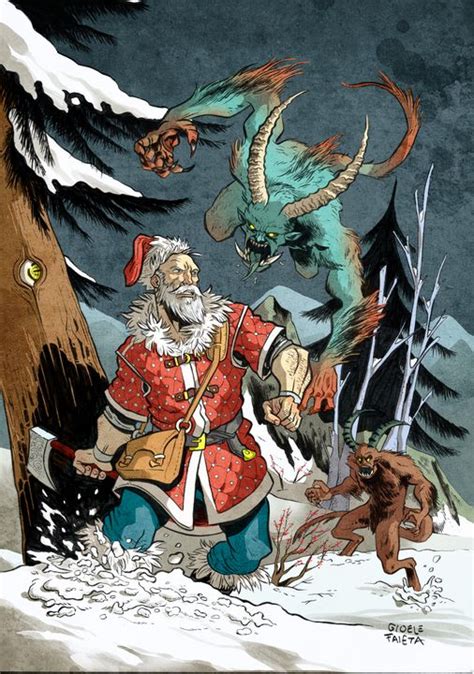 St Nicholas Vs Krampus Gioele Faieta Drawings Illustration