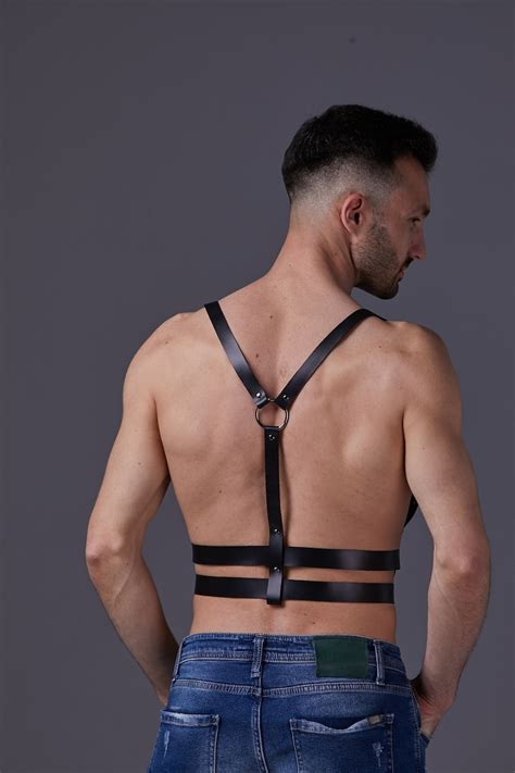 leather harness men mens leather harness chest harness men etsy