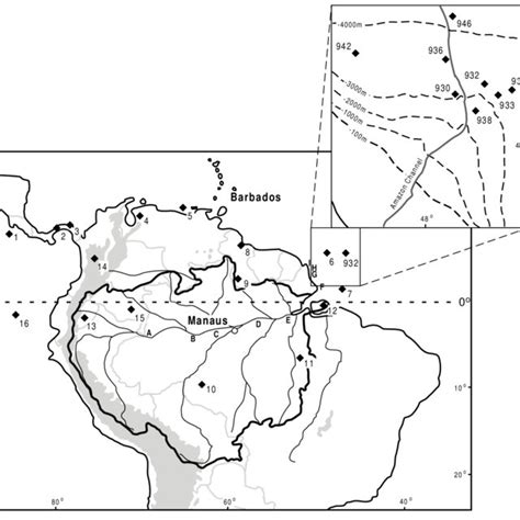 Map Of Sampling Locations A−h Within The Amazon River Catchment Area