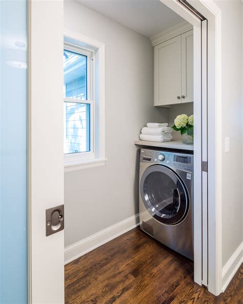 Counters in your laundry room need to be functional, but that doesn't mean they can't also look fantastic. Laundry Room with Pocket Doors - Transitional - Laundry ...