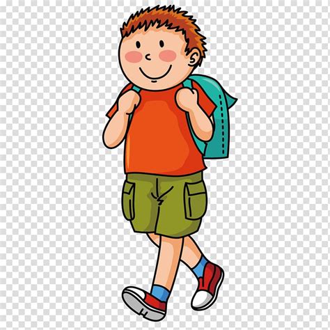 Boy Walking While Holding Bag Illustration Student School School Boy
