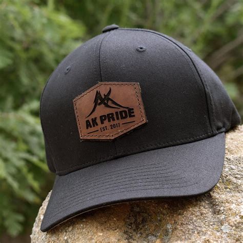 Alaska Black Flexfit Leather Patch Hat
