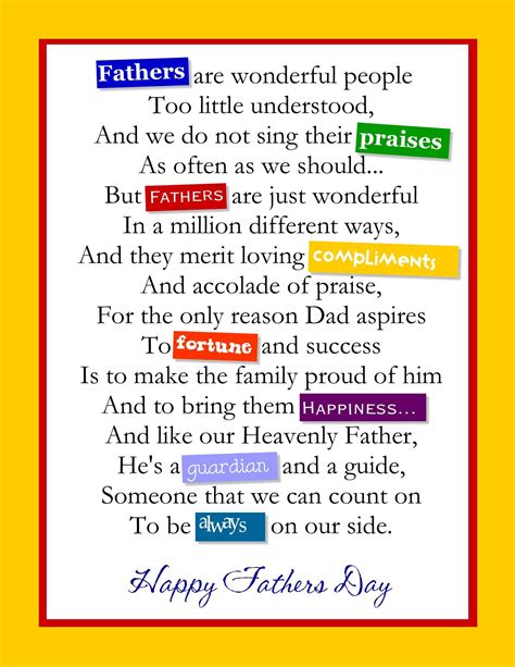 Fathers Day Poems Free Printable