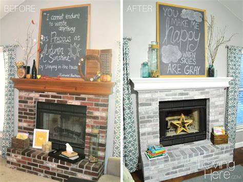 How To Whitewash Brick Our Fireplace Makeover Loving Here