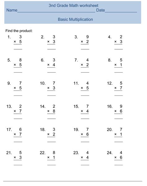 Free Math Printables For 3rd Grade