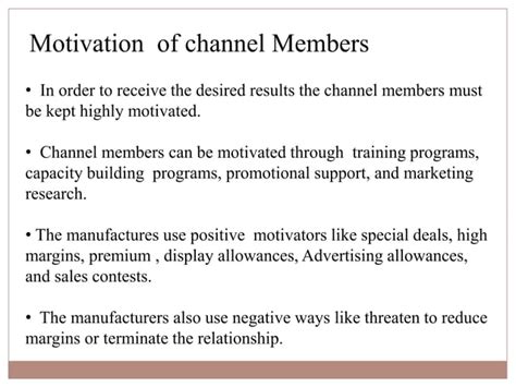 Channel Management Decisions And Training Of Channel Members