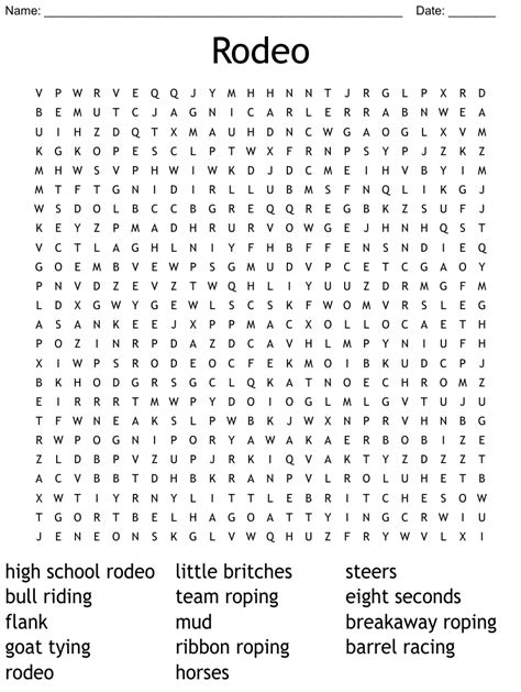 Rodeo Word Search Wordmint