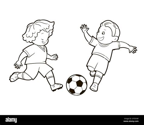 Coloring Book Depictions Of Soccer Boys In Various Positions Playing A