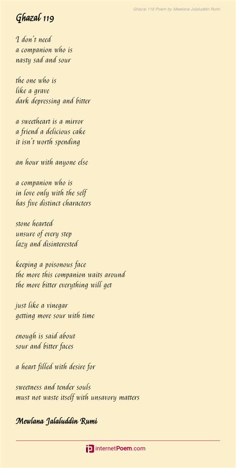Ghazal 119 Poem By Mewlana Jalaluddin Rumi