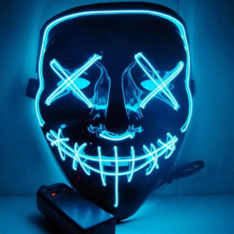 Led Halloween Party Mask The Purge Neon Stitches Scary Mask Style