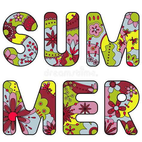 Colorful Floral Summer Word Stock Vector Illustration Of Background