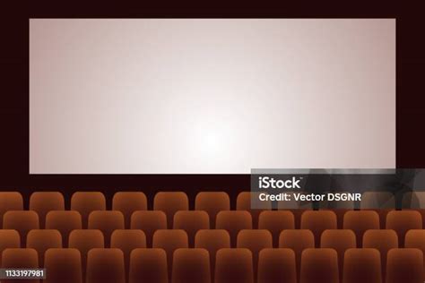 Aula Bioskop Dengan Kursi Dan Layar Kosong Ilustrasi Vektor Ilustrasi
