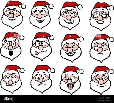 Cartoon Santa Faces Happy Silly Angry Stock Vector Image And Art Alamy