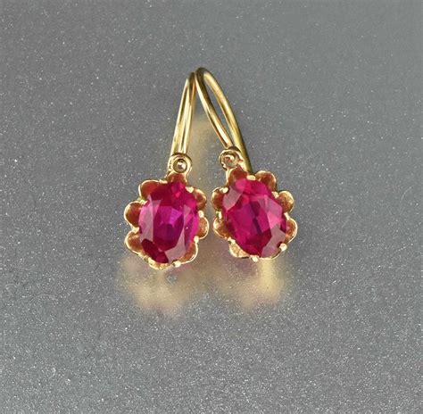 Antique Edwardian 14k Gold Ruby Earrings Boylerpf
