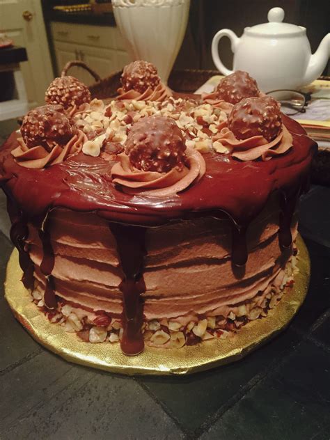 Hazelnut Cake With Nutella Buttercream Chocolate Ganache Hazelnuts