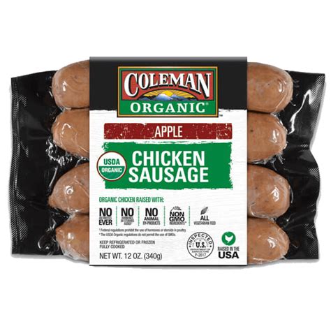 Turkey (or chicken) apple sausages i tried making these into large sausages at one point, and they were much harder to get to cook all the way through. Apple Chicken Sausage • Coleman Natural