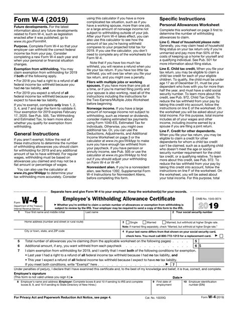 Irs Form W 4 2019 Fill Out Sign Online And Download Fillable Pdf
