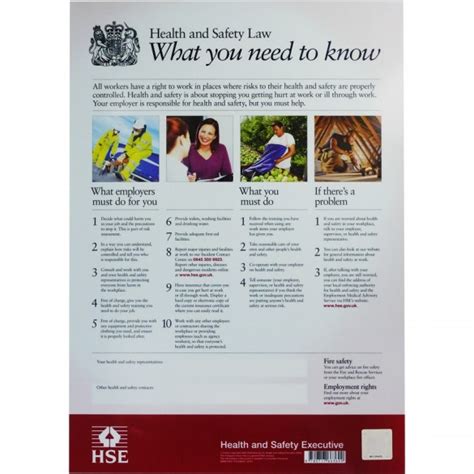 Health & safety law+ first aid 2 quality a3 laminated posters. Health & Safety Law Poster, A3 Flexible Plastic