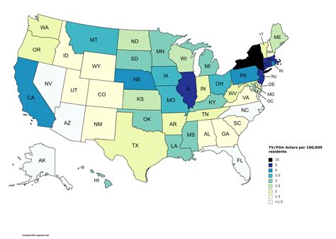 Oc Us States By Number Of Tvfilm Actors Rdataisbeautiful