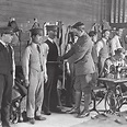 Horace Nicholls, Enlistment: measuring recruits with kit. Imperial War ...
