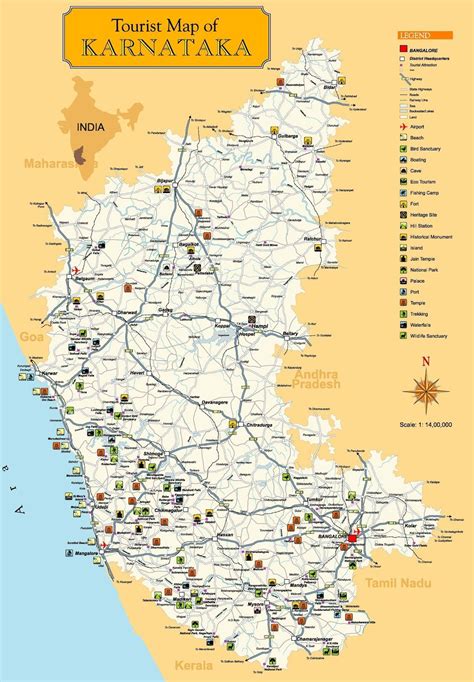 The state extends for about 420 miles from north to south and for about 300 miles from east to west. karnataka tourist maps - Google Search | Tourist map, Karnataka, Tourist