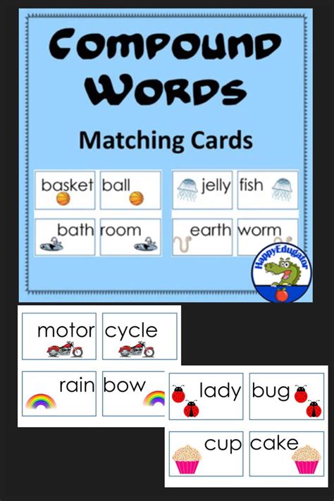Compound Words Matching Task Cards Compound Nouns By Happyedugator