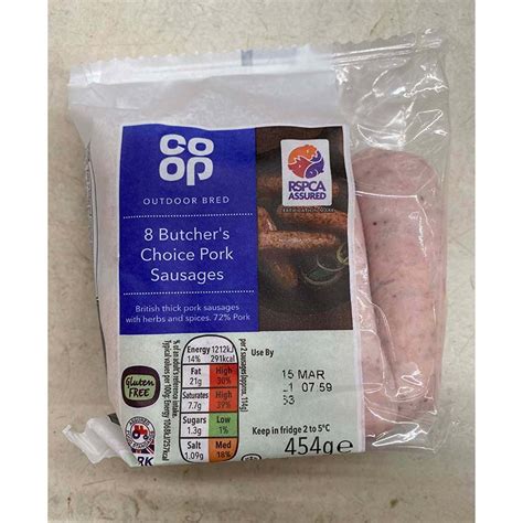 Gluten Free Pork Sausages Co Op Uppshop