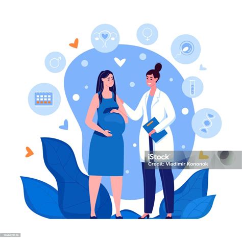 Pregnant Woman And Doctor Stock Illustration Download Image Now