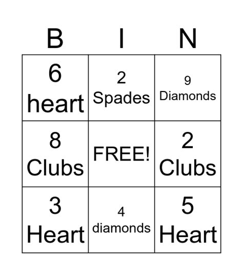 Playing Card Bingo Card