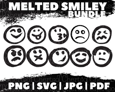 Melted Smiley Svg Bundle Smiley Face Drip Etsy
