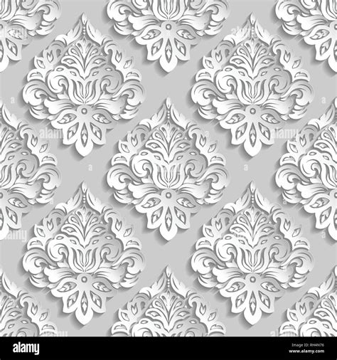 3d White Pattern Paper Cut Vector Damask Seamless Pattern Elegant