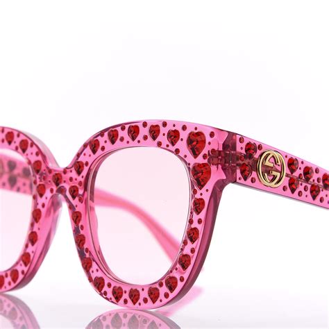Gucci Crystal Heart Sunglasses Gg0116s Pink 556514 Fashionphile