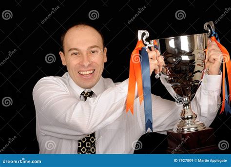 Man Holding Trophy Stock Image Image Of Holds Grinning 7927809