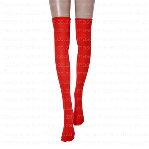 Red Thigh High Stockings Masquerade Costume Hire