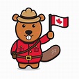 Cute beaver character celebrated Canada Day cartoon vector icon ...