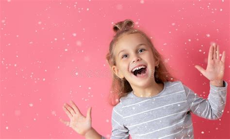Happy Surprised Woman Screaming With Open Hands Girl Yell Stock Image