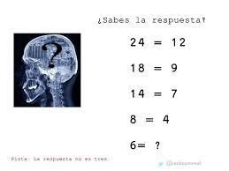 Entrenar tu cerebro no tiene que ser una tarea difícil. Resultado de imagen para acertijo 1 3 5 2 4 la respuesta no es 6 | Acertijos matemáticos ...