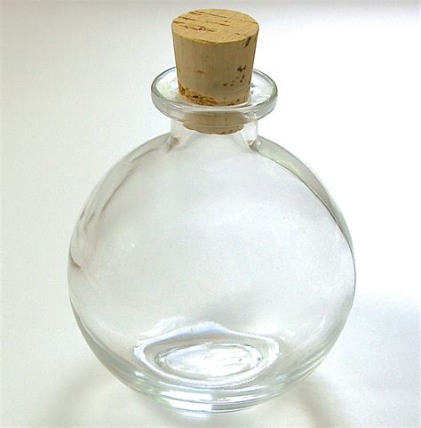 4 Round Glass Bottles With Corks 8 Oz 250 Ml For Terrariums