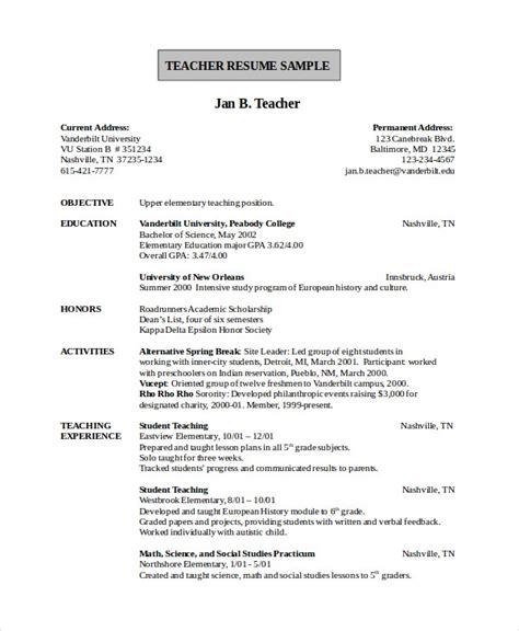 These days, the teacher is required to combine new technological resources with the plain old traditional teaching approaches. Elementary Teacher Resume Template - 7+ Free Word, PDF ...