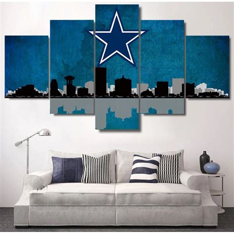 Dallas Cowboys City Skyline Canvas Prints Painting Wall Art 5 Pieces