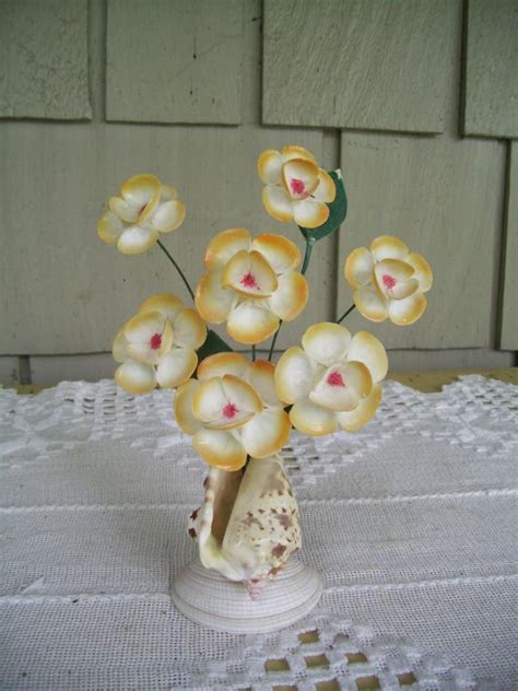 Vintage Real Seashells Bouquet Of Flowers Seashell Decor Etsy Sea