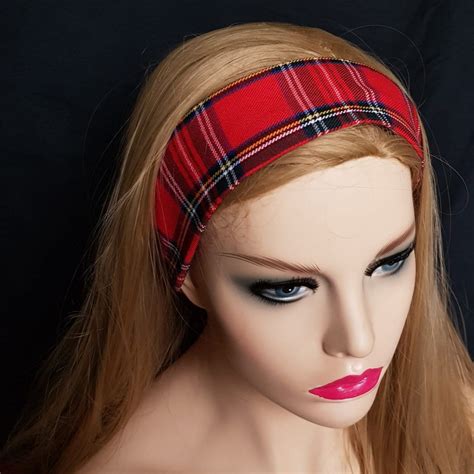 Scottish Red Tartan Material In Our Handmade Designer Wired Headband Quick And Easy To Tie Your