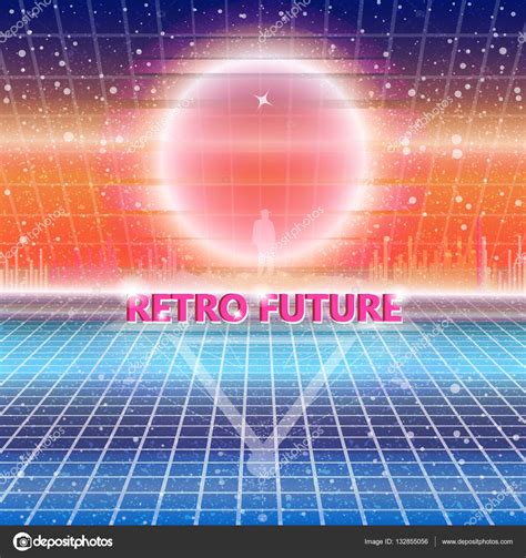 80s Retro Sci Fi Background Futuristic World Stock Vector Image By