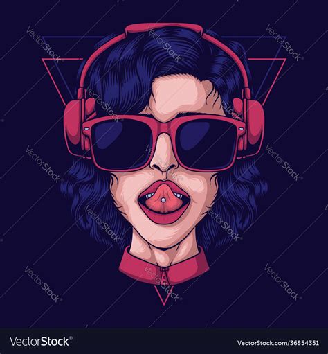 Girl Wearing Headphone Royalty Free Vector Image