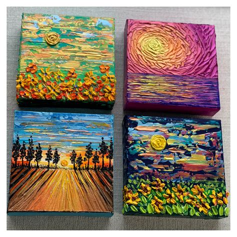 Mini Small Paintings Colorful Bold Original Textured Nature