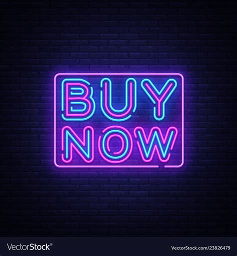 Buy Now Neon Text Design Template Buy Now Vector Image