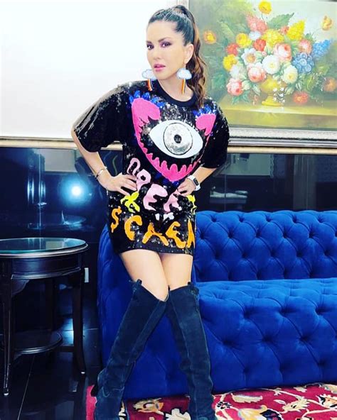 Sunny Leone Spreads The Sass In Knee High Boots With Sequinned T Shirt